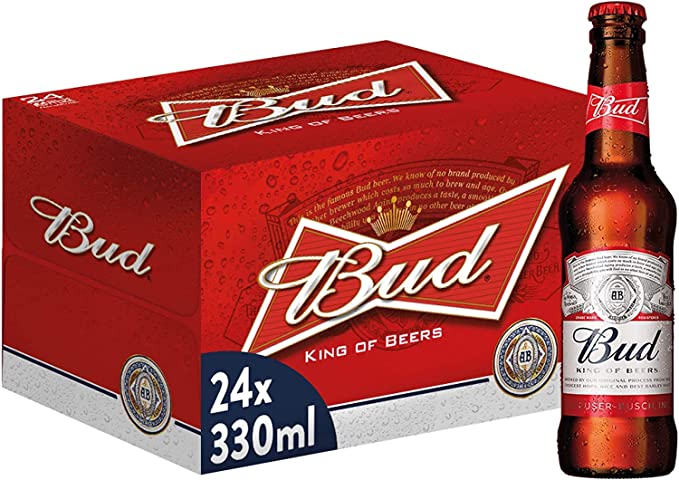 Cartone birra Bud da 33 cl